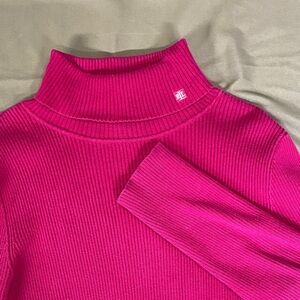 Lauren Ralph Lauren Women's Fuchsia Ribbed Turtleneck Long Sleeve Sweater Sz L